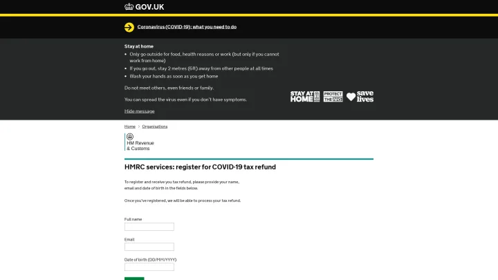 Fig. 3 HMRC Phishing Page