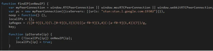 Figure 8 : Code snippet of IP filtering