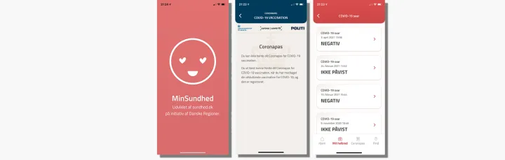 Figure 7: Denmark's MinSundhed app – an early version of Coronapas 