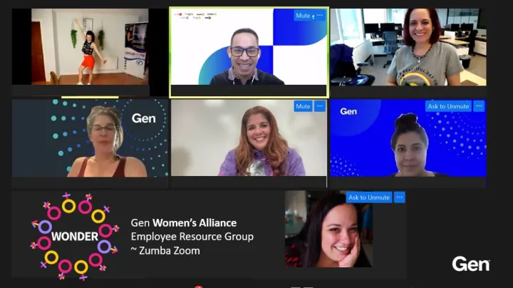Virtual Zumba class sponsored by WONDER, Gen’s Women’s leadership alliance employee resource group in partnership with our Health & Wellness team.