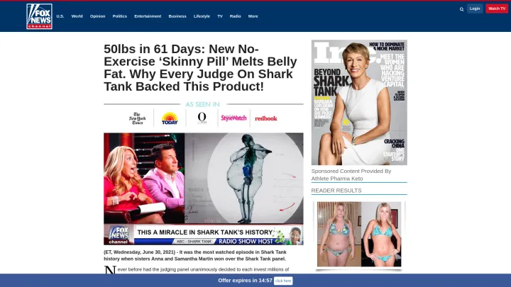 Pictured here is an example of a weight loss themed phishing lure. 