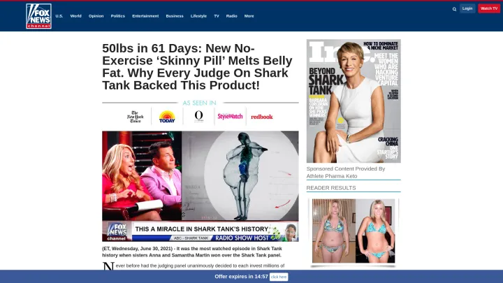 Pictured here is an example of a weight loss themed phishing lure.