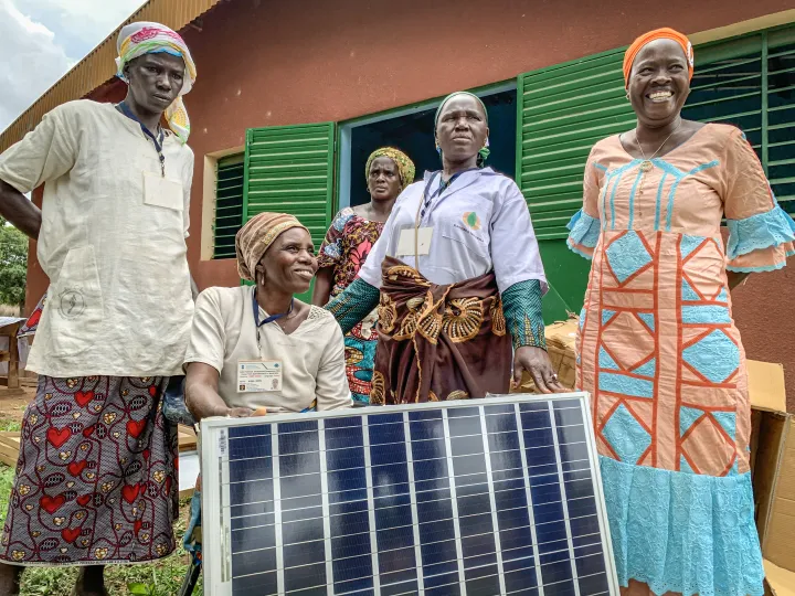 Photo showing a group of BCI solar engineers, called 'solar mamas'