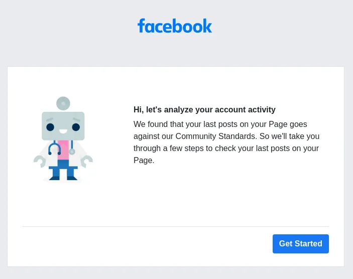 Example of Facebook phishing lure.