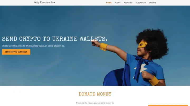 Example of Ukraine donation scam. 