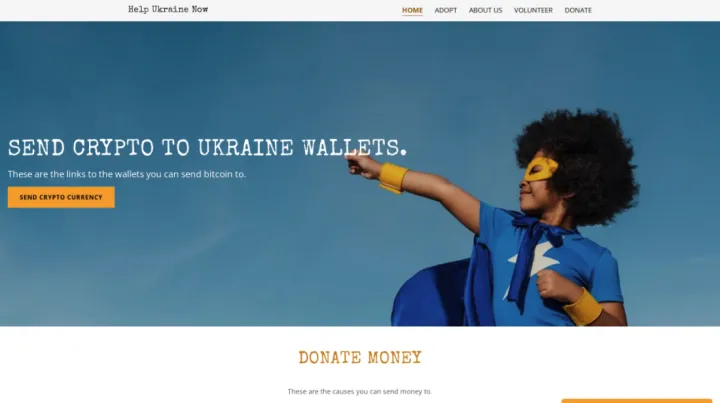 Example of Ukraine donation scam.